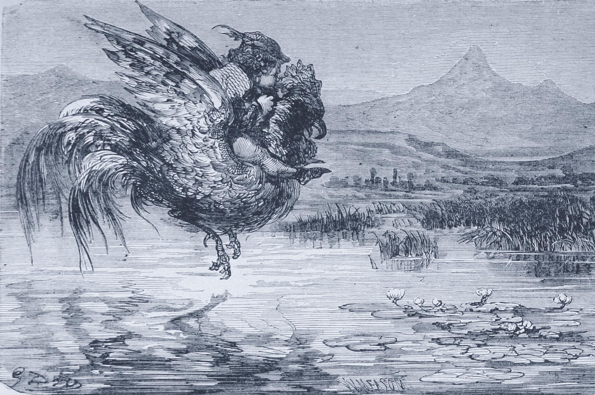 Gustave Doré engraving of a wide flowing river — a long, continuous sequence